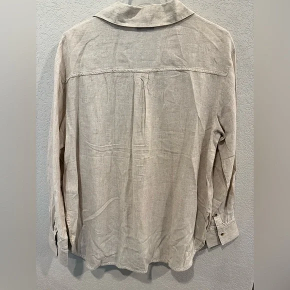 Old Navy Women’s Linen-Blend Boyfriend Shirt - Picture 3 of 8